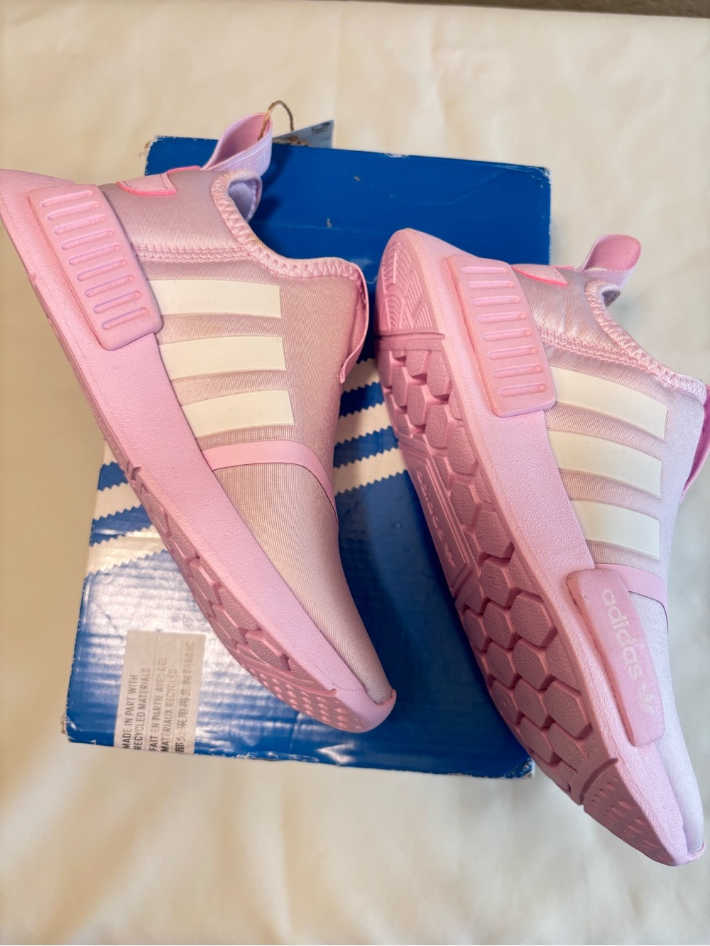 adidas Kids Pink Slip-On Sneakers with White Three Stripes